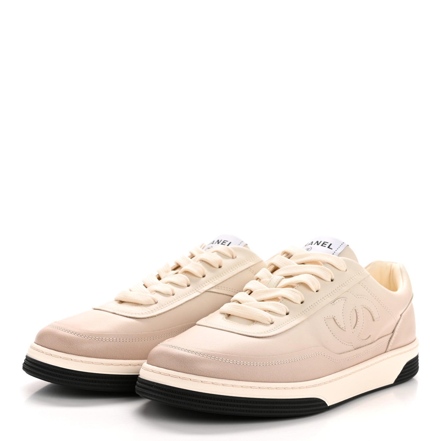 Chanel Printed Calfskin Womens CC Logo Sneakers 40 Beige 4 of 9