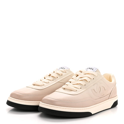 Chanel Printed Calfskin Womens CC Logo Sneakers 40 Beige 4 of 9