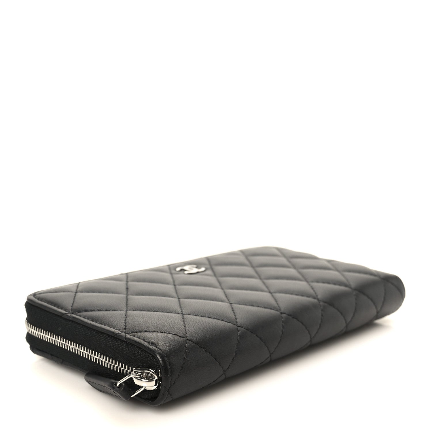 Chanel Lambskin Quilted Large Gusset Zip Around Wallet Black 4 of 10