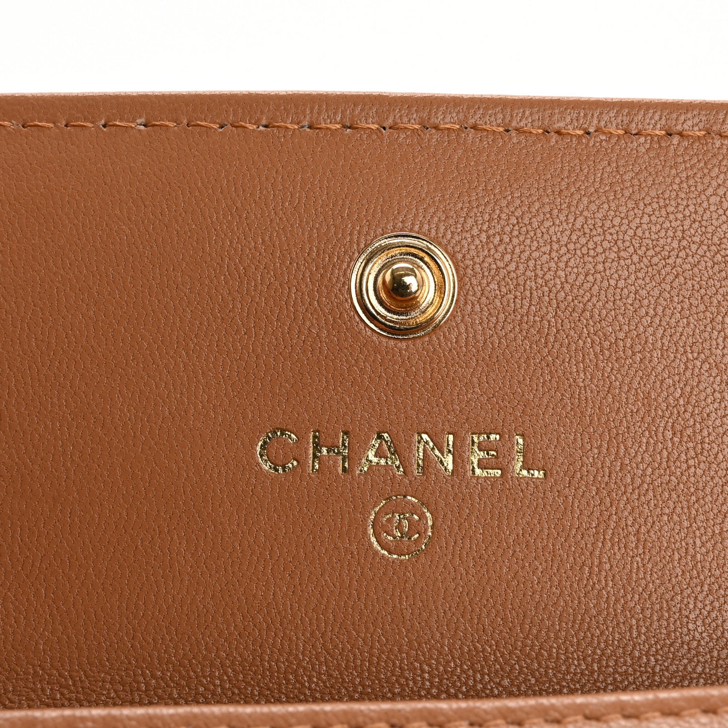 Lambskin Quilted Chanel 19 Flap Card Holder Brown