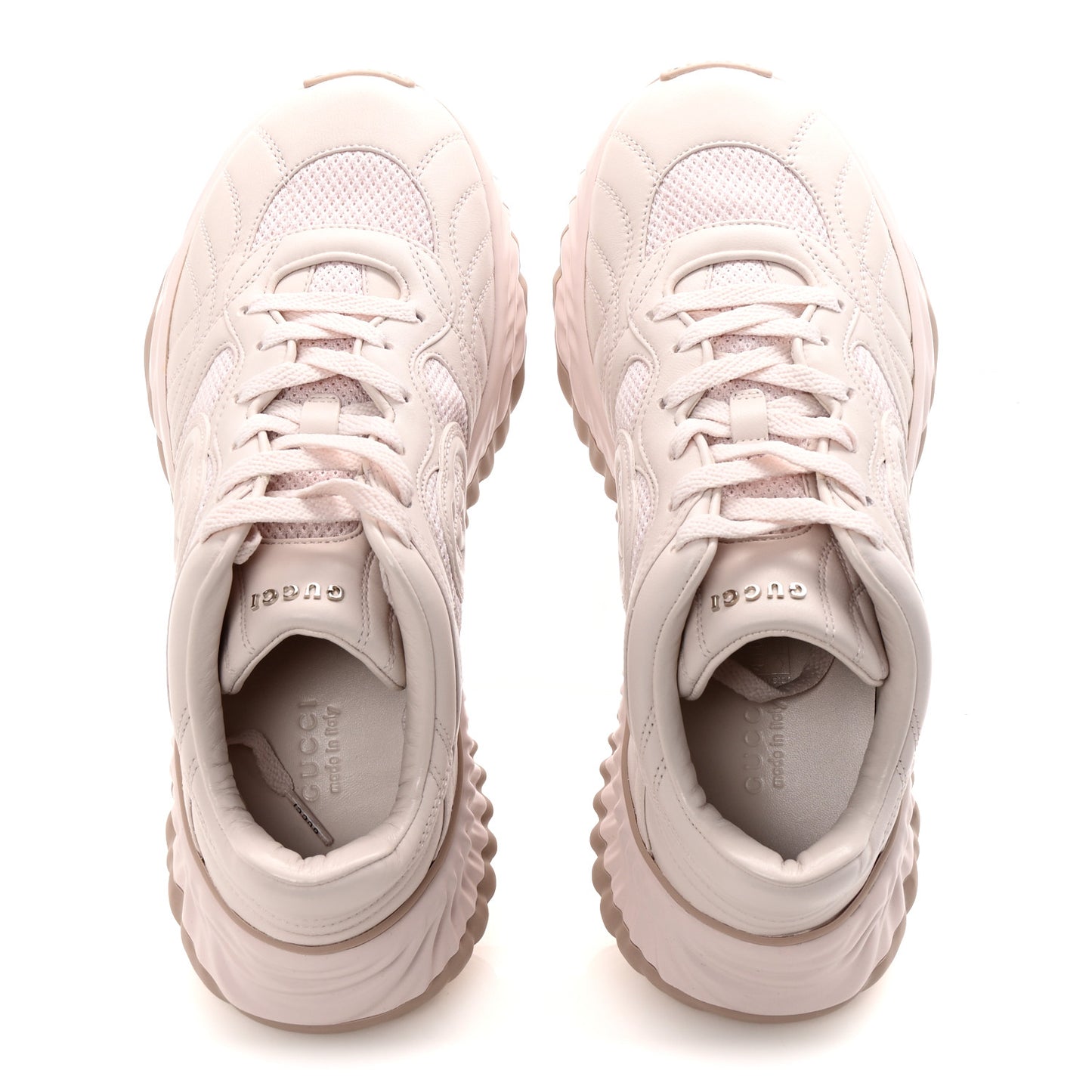 Calfskin Interlocking G Ripple Womens Platform Sneakers 38.5 Light Pink
