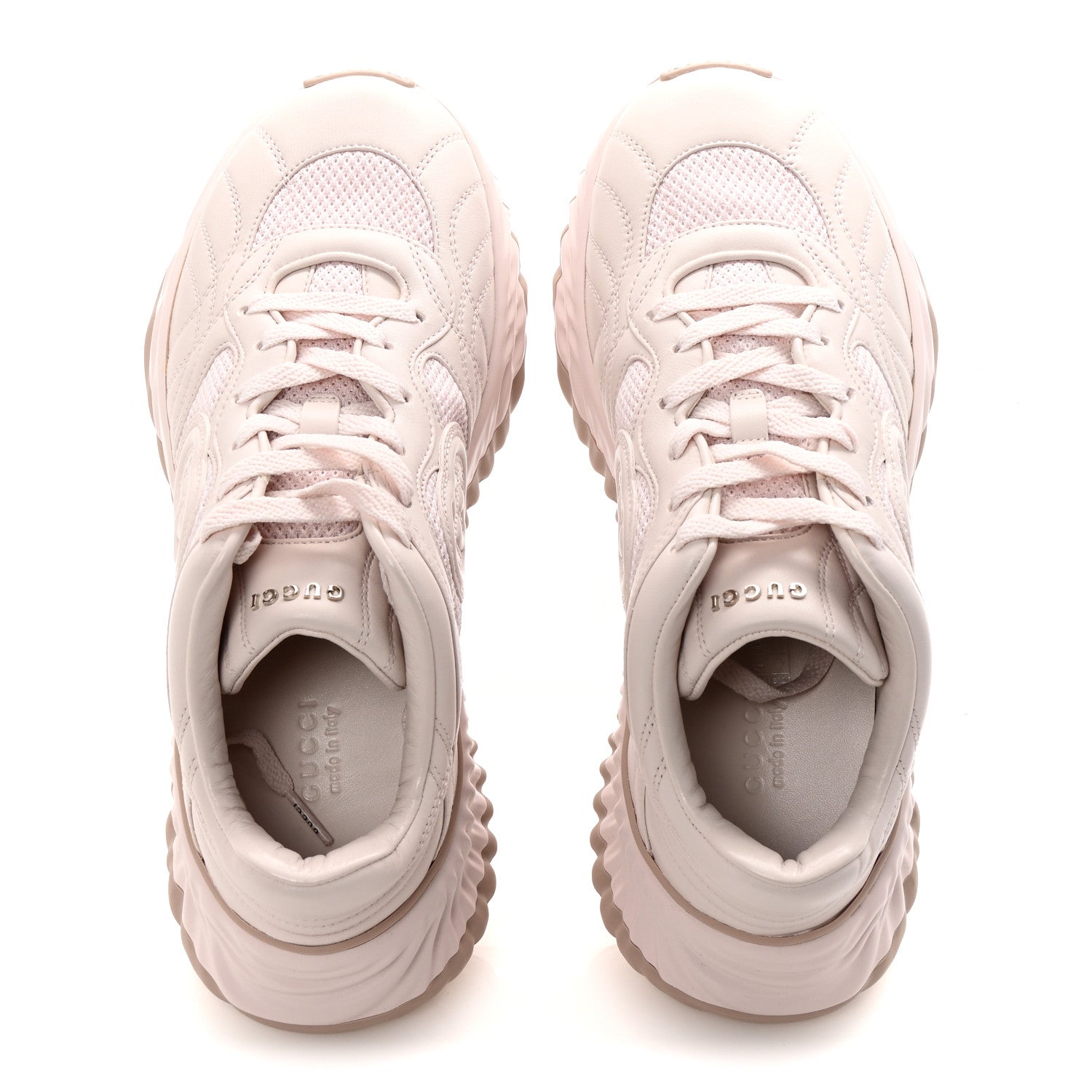 Gucci Calfskin Interlocking G Ripple Womens Platform Sneakers 38.5 Light Pink 2 of 9
