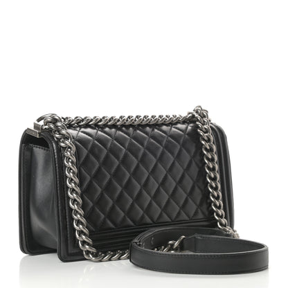 Chanel Lambskin Quilted Medium Boy Flap Black 3 of 16