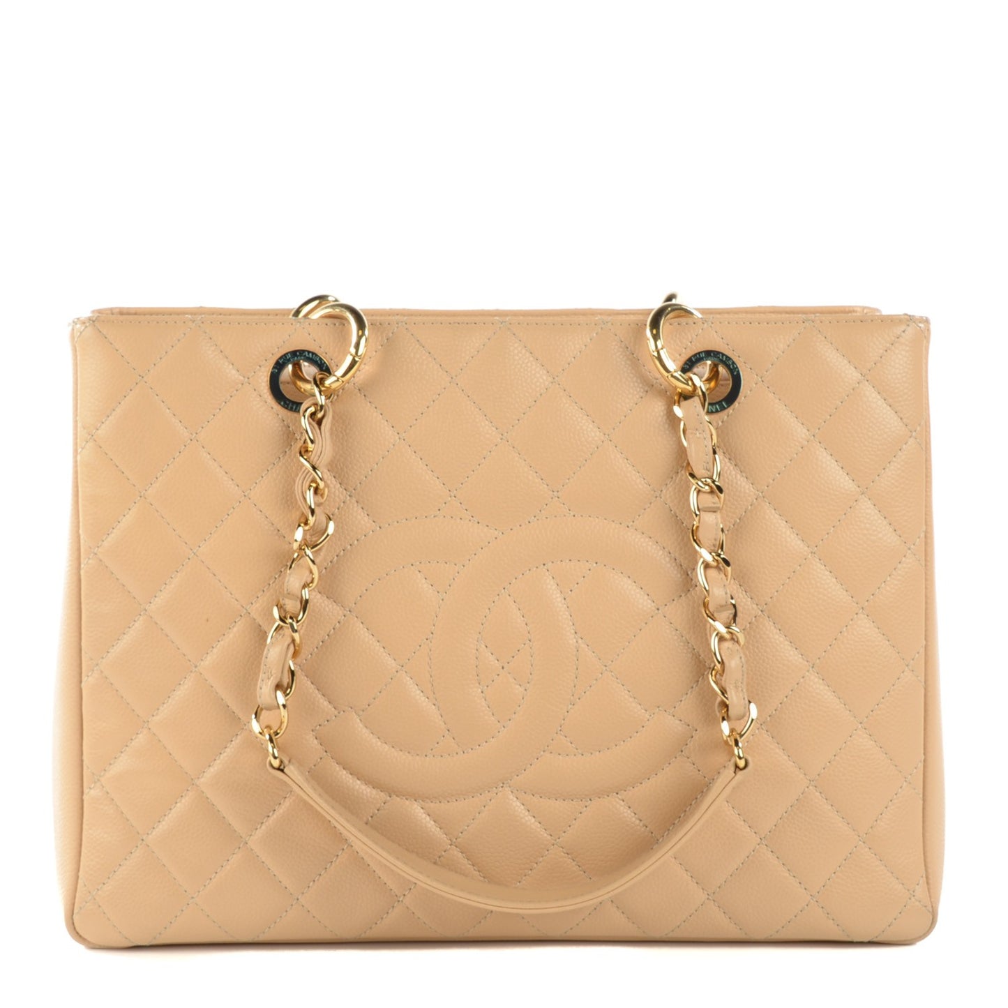 Caviar Quilted Grand Shopping Tote GST Beige Clair