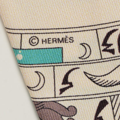 Hermes Silk Astrologie Twilly Rouge Grey Vert 5 of 6