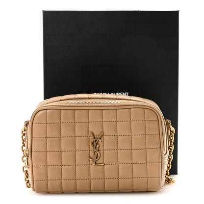 Saint Laurent Lambskin Carre Quilted Cassandre Mini Camera Bag Natural Tan 10 of 10