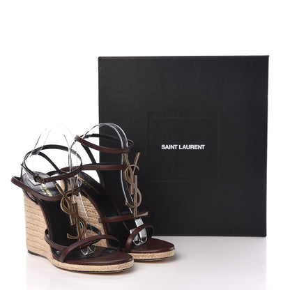Saint Laurent Calfskin Cassandra Espadrille 105 Wedges 41.5 Chocolate 12 of 12