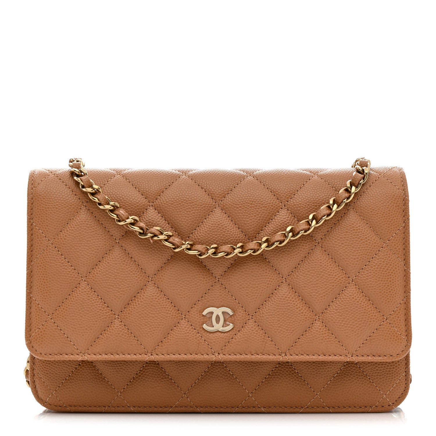 Chanel Caviar Quilted Wallet on Chain WOC Dark Beige 1 of 13