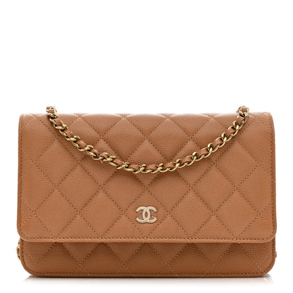 Chanel Caviar Quilted Wallet on Chain WOC Dark Beige 1 of 13