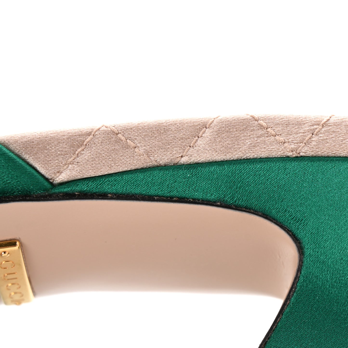 Silk Satin Crystal Embellished Horsebit Mules 36.5 Shamarock Emerald