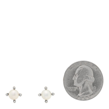 David Yurman Sterling Silver Diamond Cultured Pearl 6-6.5mm Cable Stud Earrings 2 of 4
