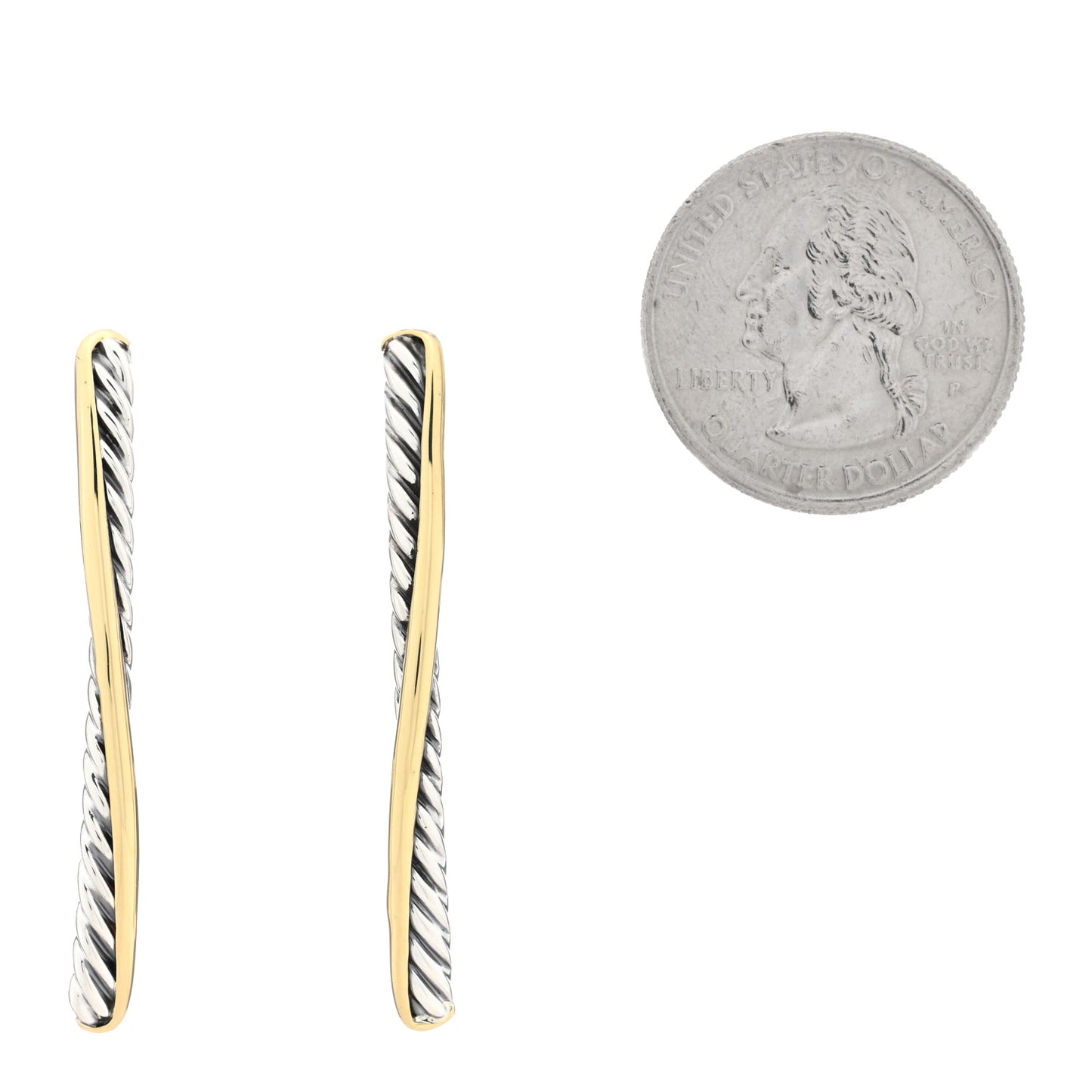Sterling Silver 18K Yellow Gold  Crossover Line Bar Earrings