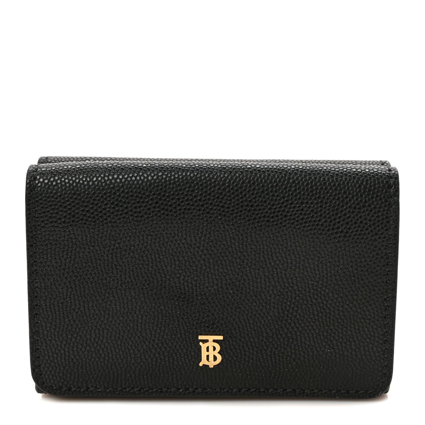 Grained Calfskin TB Compact Tri-Fold Wallet Black