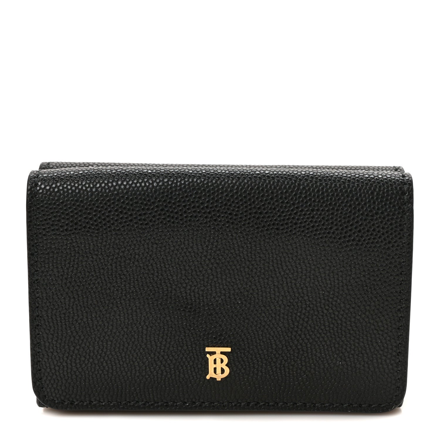 Burberry Grained Calfskin TB Compact Tri-Fold Wallet Black 1 of 6