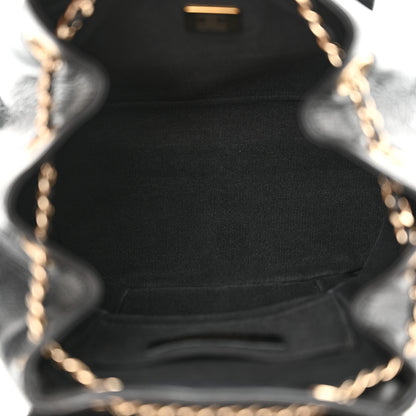 Chanel Glazed Aged Calfskin Quilted Small Duma Drawstring Backpack Black 5 of 13