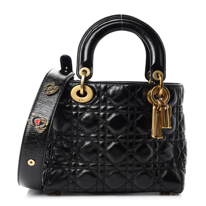 Christian Dior Crinkled Patent Cannage Small Lucky Badges My Lady Dior Black 1 of 10