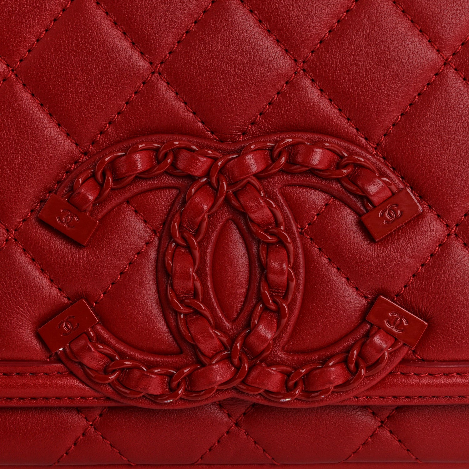 Chanel Calfskin Quilted Medium CC Filigree Flap Red 11 of 15