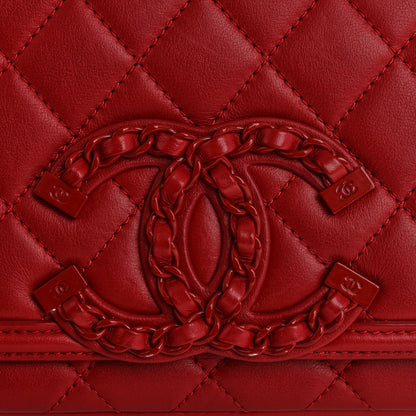Chanel Calfskin Quilted Medium CC Filigree Flap Red 11 of 15