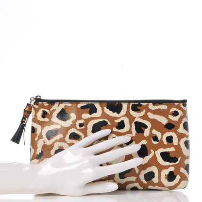 Gucci Calfskin Leopard Printed Large Pouch Tobacco 2 of 8
