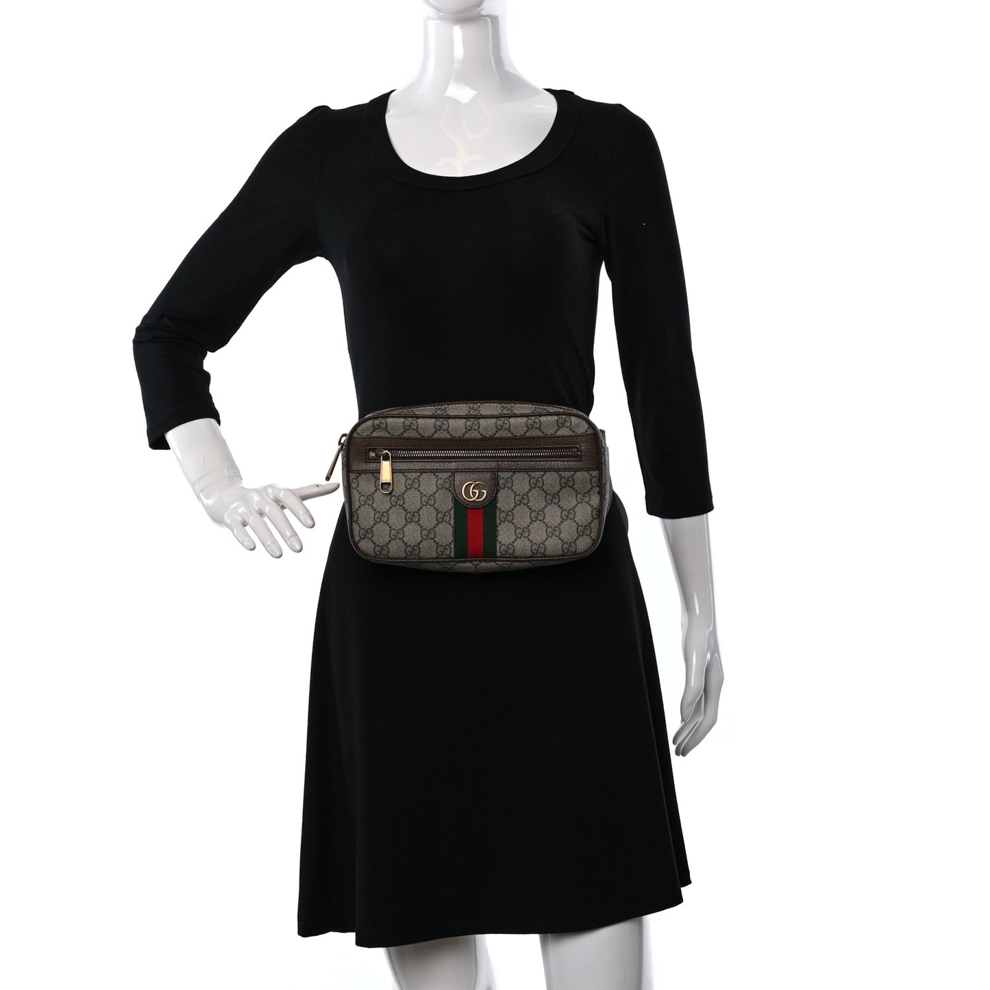 Soft GG Supreme Monogram Medium Ophidia Belt Bag Dark Brown