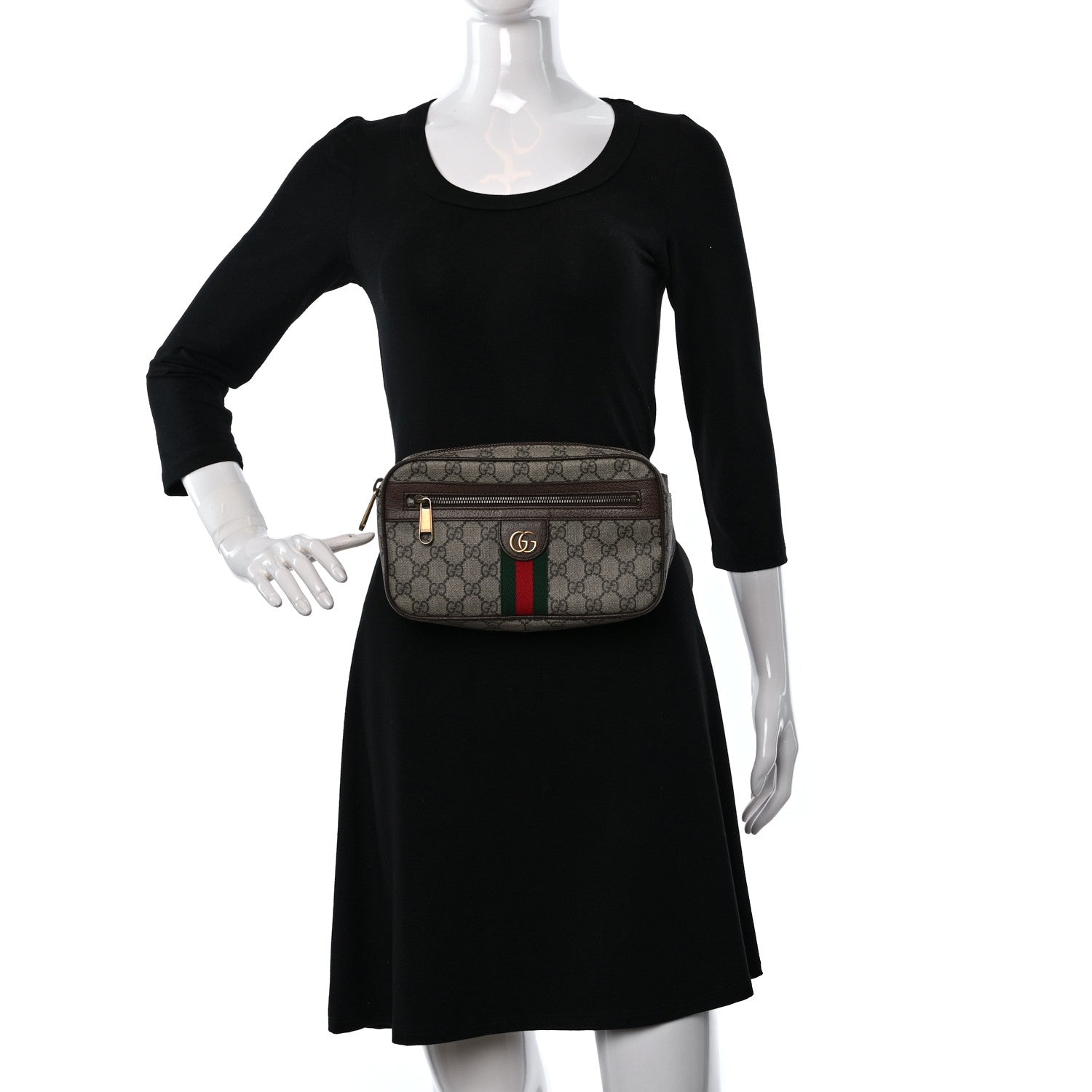 Gucci Soft GG Supreme Monogram Medium Ophidia Belt Bag Dark Brown 3 of 9