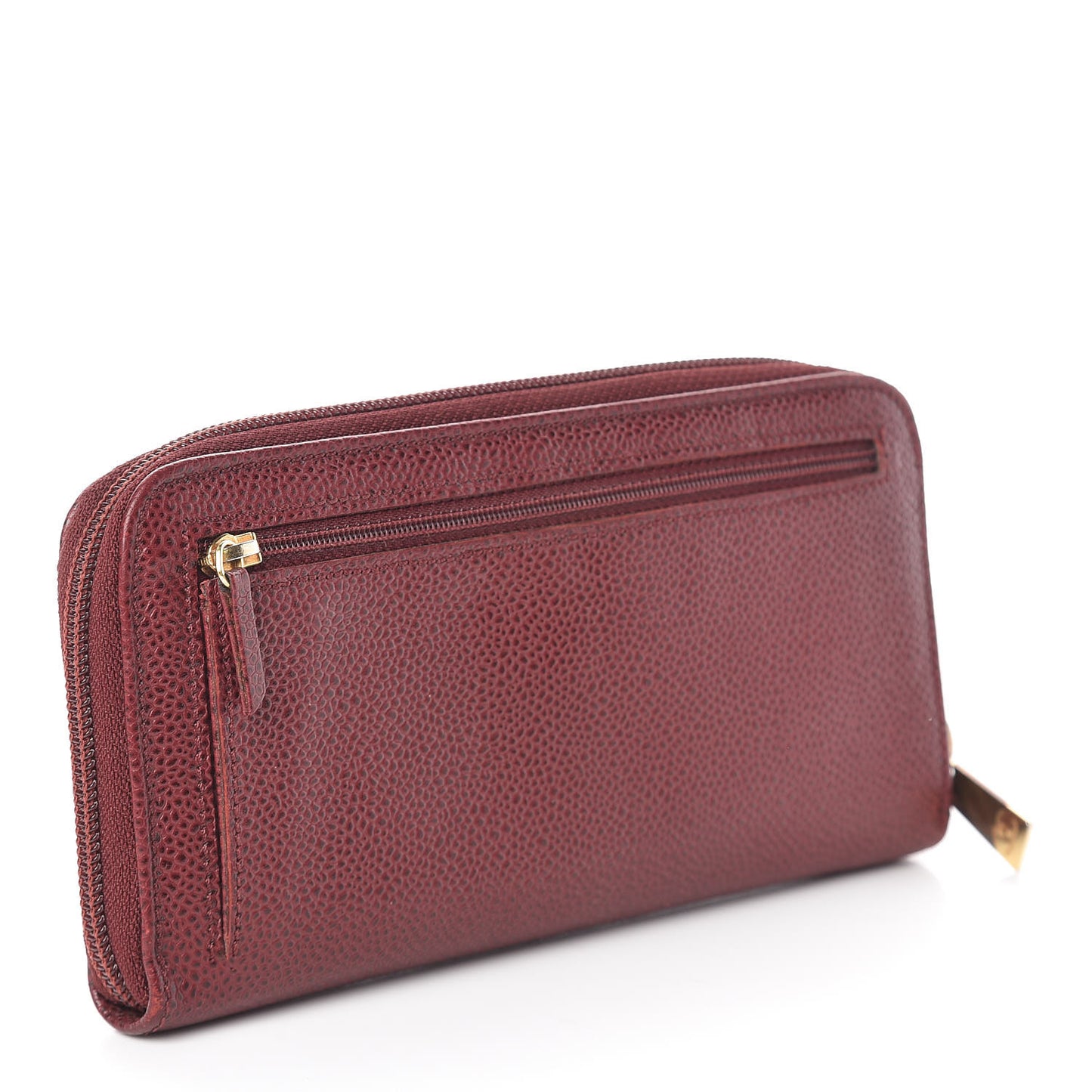 Caviar Large Timeless CC Zip Around Wallet Burgundy
