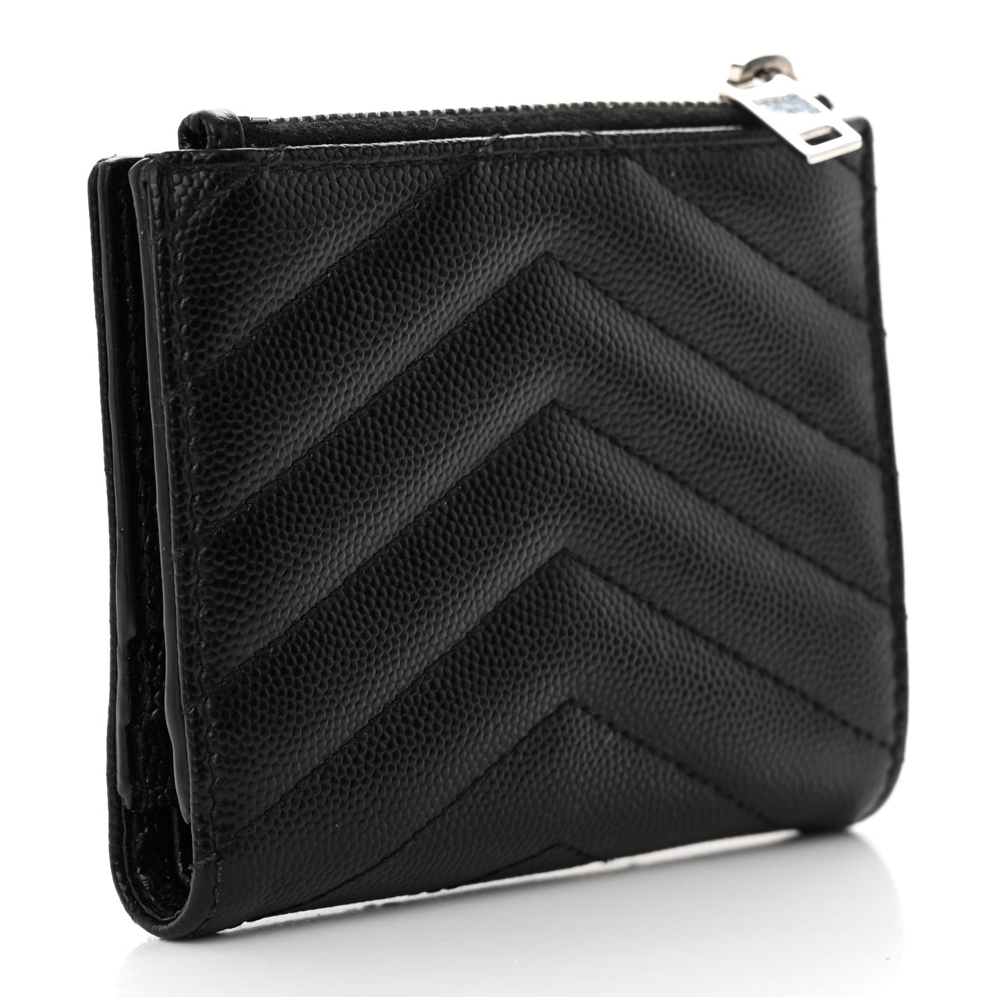 Grain De Poudre Matelasse Chevron Monogram Zipped Card Case Black