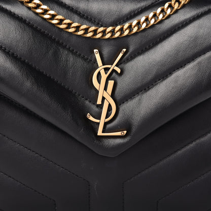 Saint Laurent Calfskin Y Quilted Monogram Small Loulou Chain Satchel Black 10 of 11