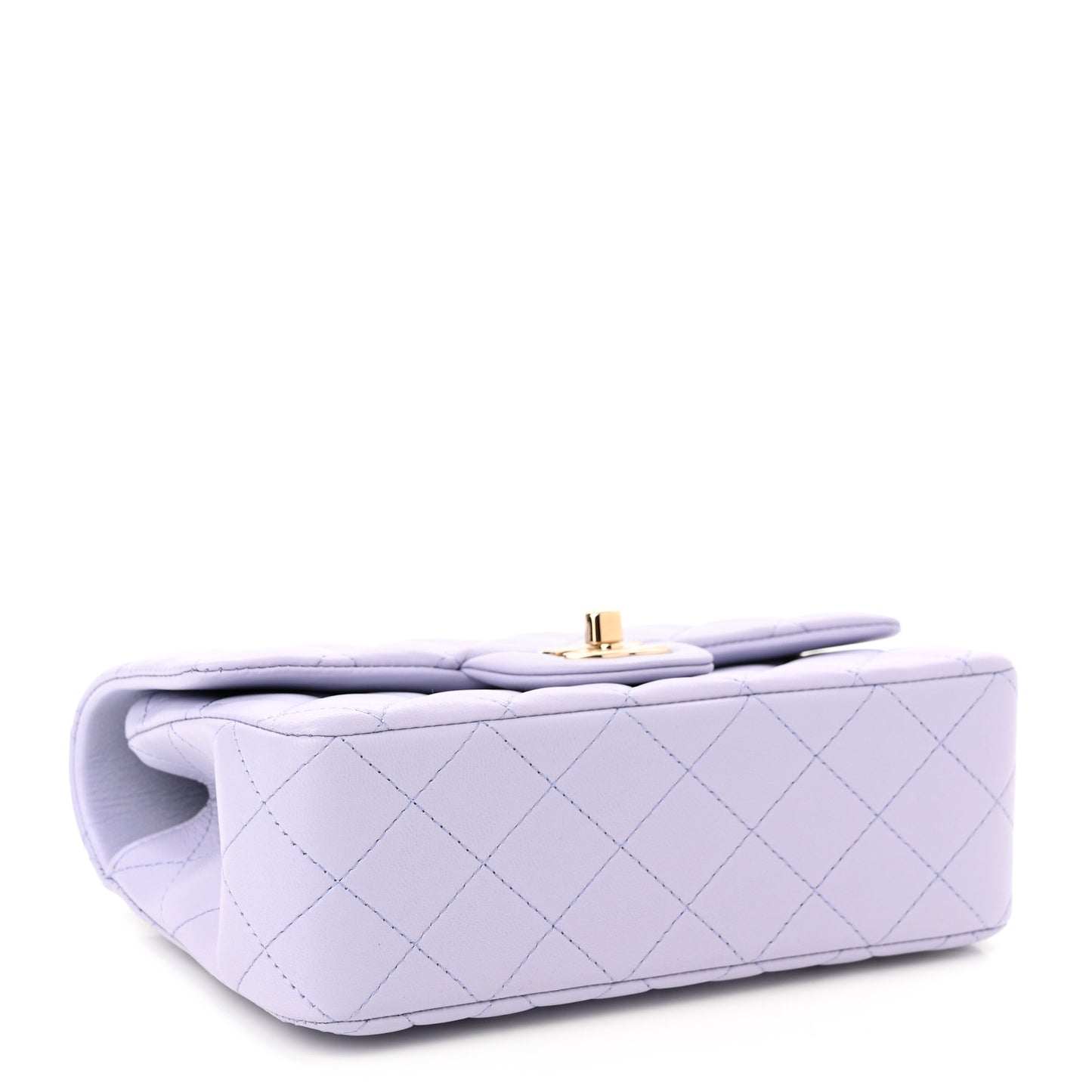Lambskin Quilted Mini Top Handle Rectangular Flap Light Purple