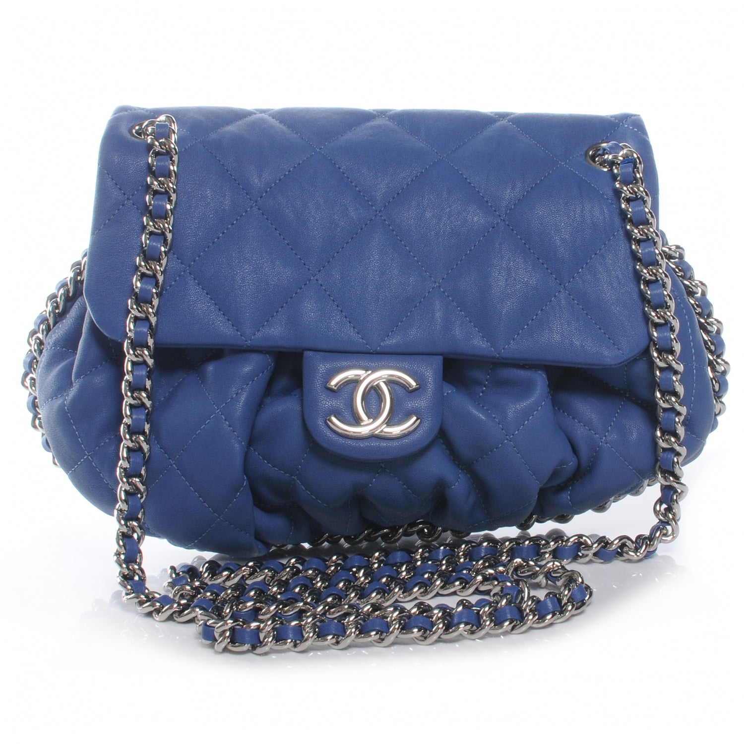 Chanel Washed Lambskin Chain Around Medium Messenger Bag Blue 1 of 6