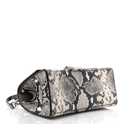 Balenciaga Calfskin Snake Effect Small Hourglass Top Handle Bag Black White 4 of 13