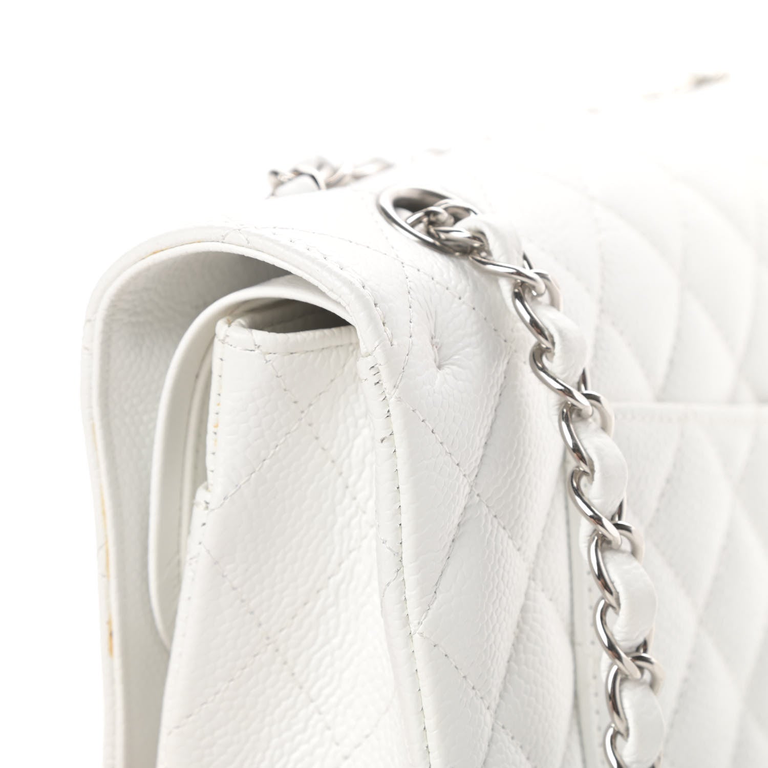 Chanel Caviar Quilted Medium Double Flap White 11 of 13