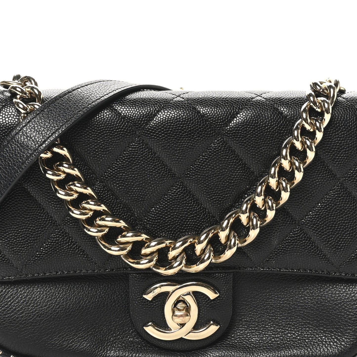 Caviar Quilted Small Studded Flap Black
