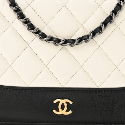 Chanel Aged Calfskin Quilted Gabrielle Wallet On Chain WOC White Black 9 of 14