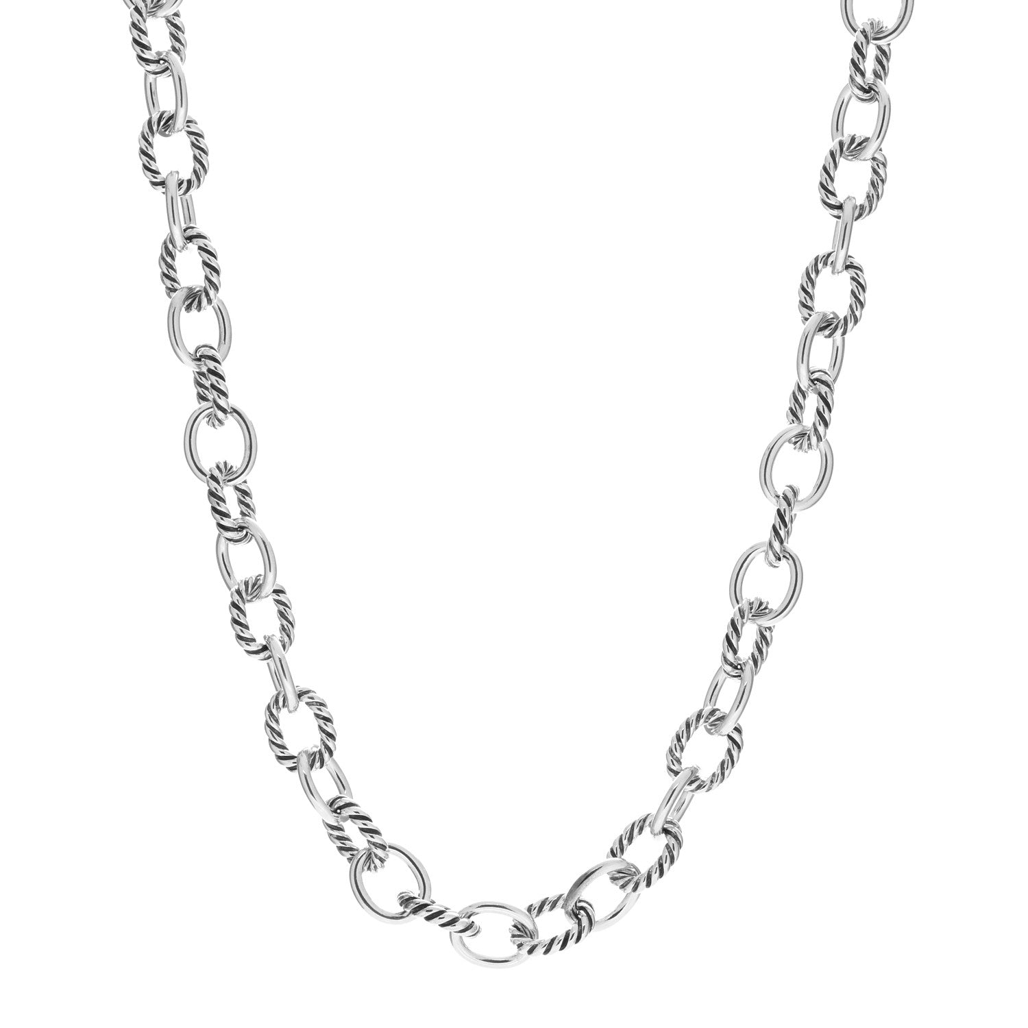 David Yurman Sterling Silver 10mm Medium Oval Link Necklace 1 of 5