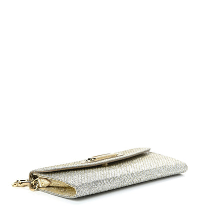Jimmy Choo Glitter Fabric Large Riane Clutch Champagne 3 of 10