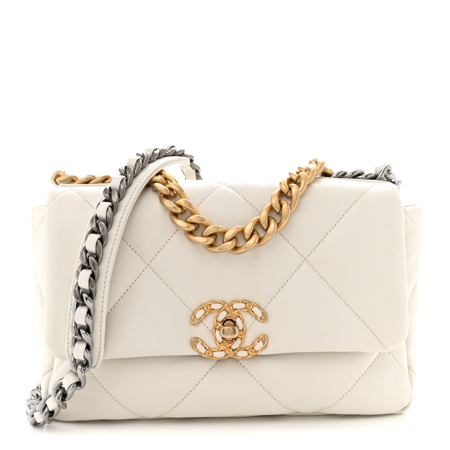 Chanel Goatskin Quilted Medium Chanel 19 Flap White 1 of 11