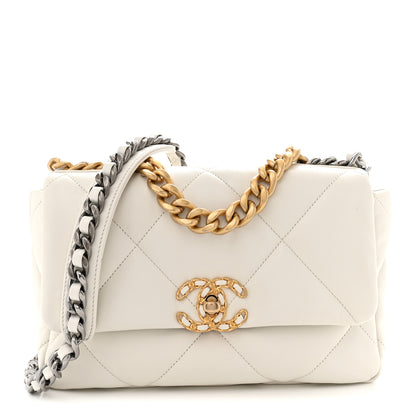 Chanel Goatskin Quilted Medium Chanel 19 Flap White 1 of 11