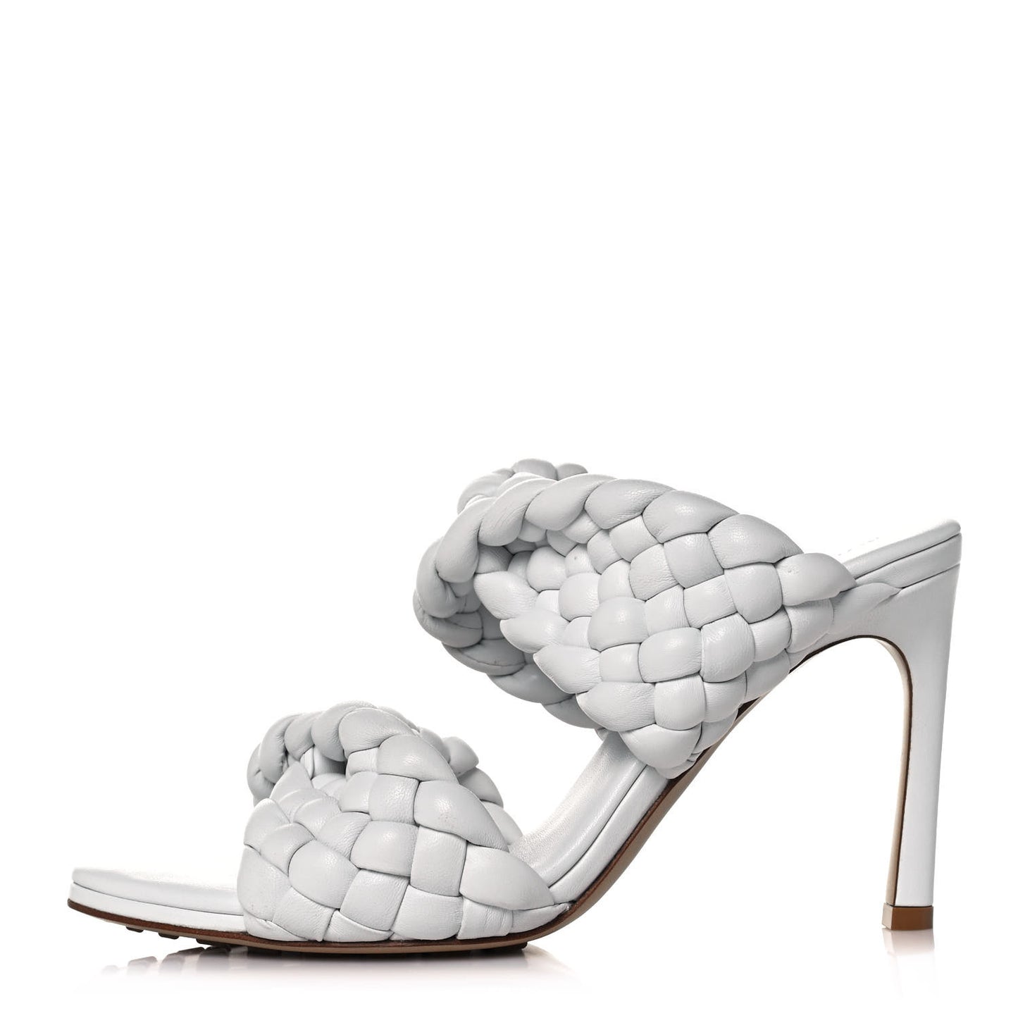 Nappa Twisted Padded Intrecciato Curve Slide Sandals 36 Optic White