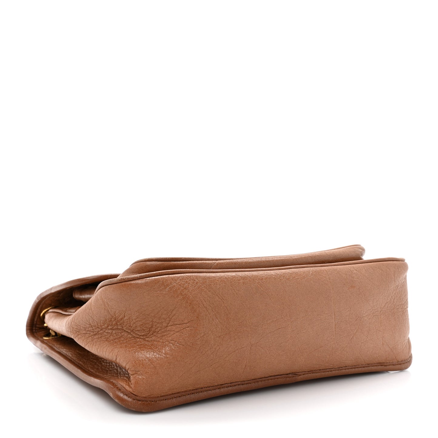 Crinkled Calfskin Matelasse Monogram Medium Niki Chain Satchel Caramel