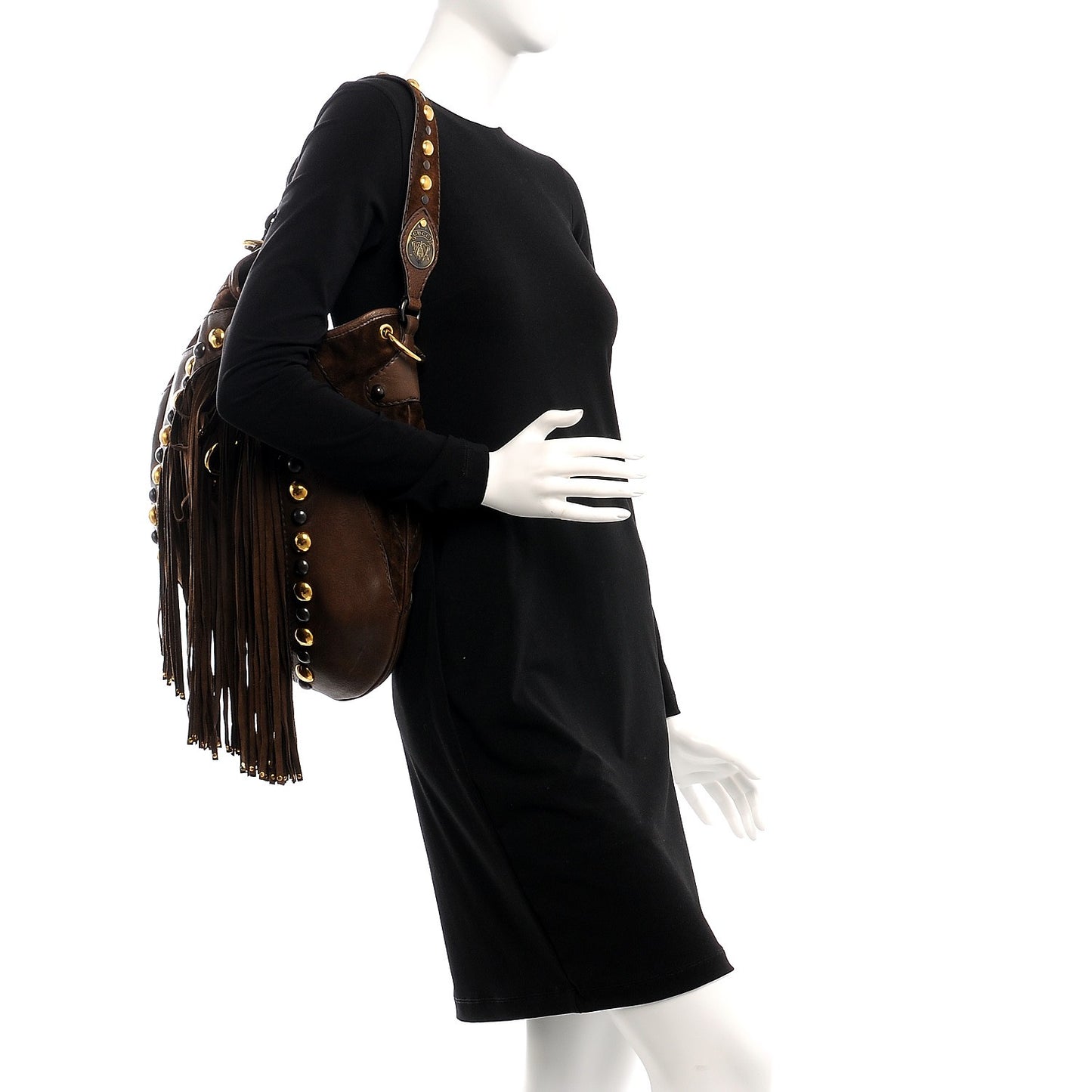 Calfskin Suede Fringe Babouska Hobo Brown