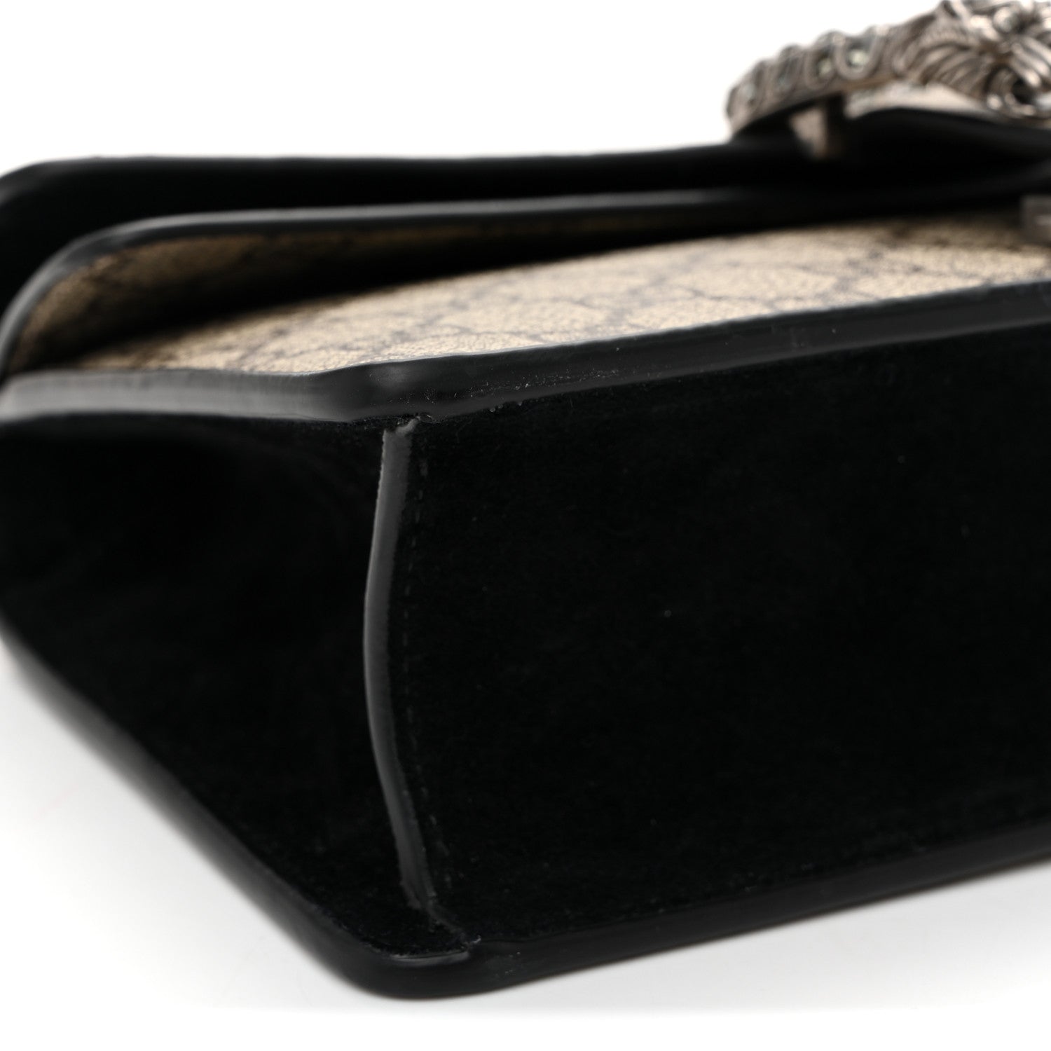 Gucci GG Supreme Monogram Suede Crystal Small Dionysus Shoulder Bag Beige Ebony Black 8 of 9