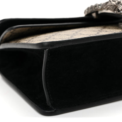 Gucci GG Supreme Monogram Suede Crystal Small Dionysus Shoulder Bag Beige Ebony Black 8 of 9