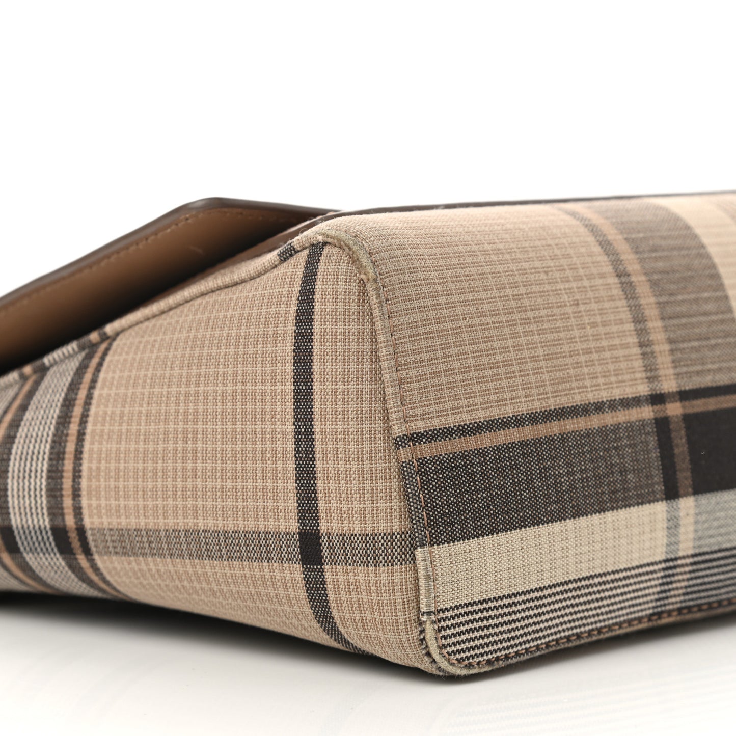 Calfskin Tartan Note Crossbody Bag Light Fawn