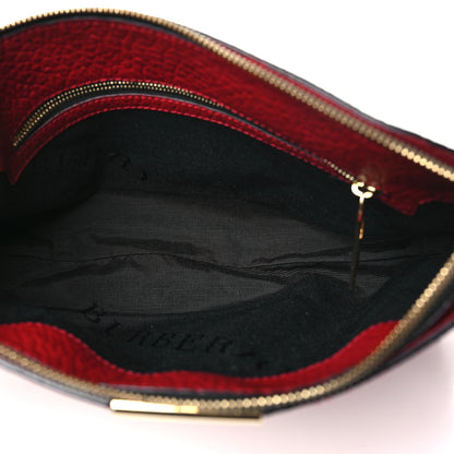 Burberry Signature Grain Calfskin Check Embossed Small Chichester Crossbody Clutch Bag Red 5 of 11
