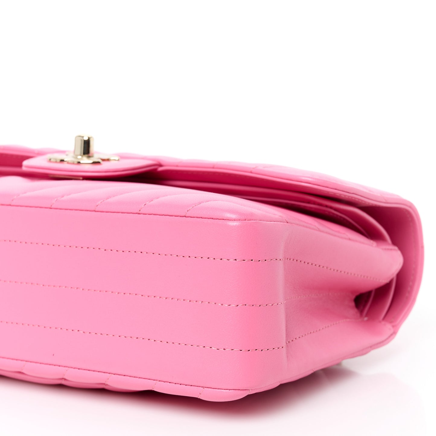 Lambskin Chevron Quilted Small Double Flap Pink