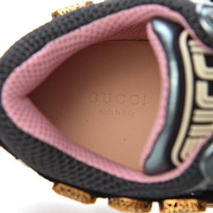 Gucci X SEGA Metallic Calfskin Removable Crystals Womens Flashtrek Sneakers 36 Lago Loess Silver 6 of 11