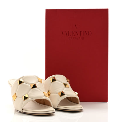 Valentino Garavani Nappa Quilted Roman Stud 65mm Slide Sandals 39 Light Ivory 11 of 11