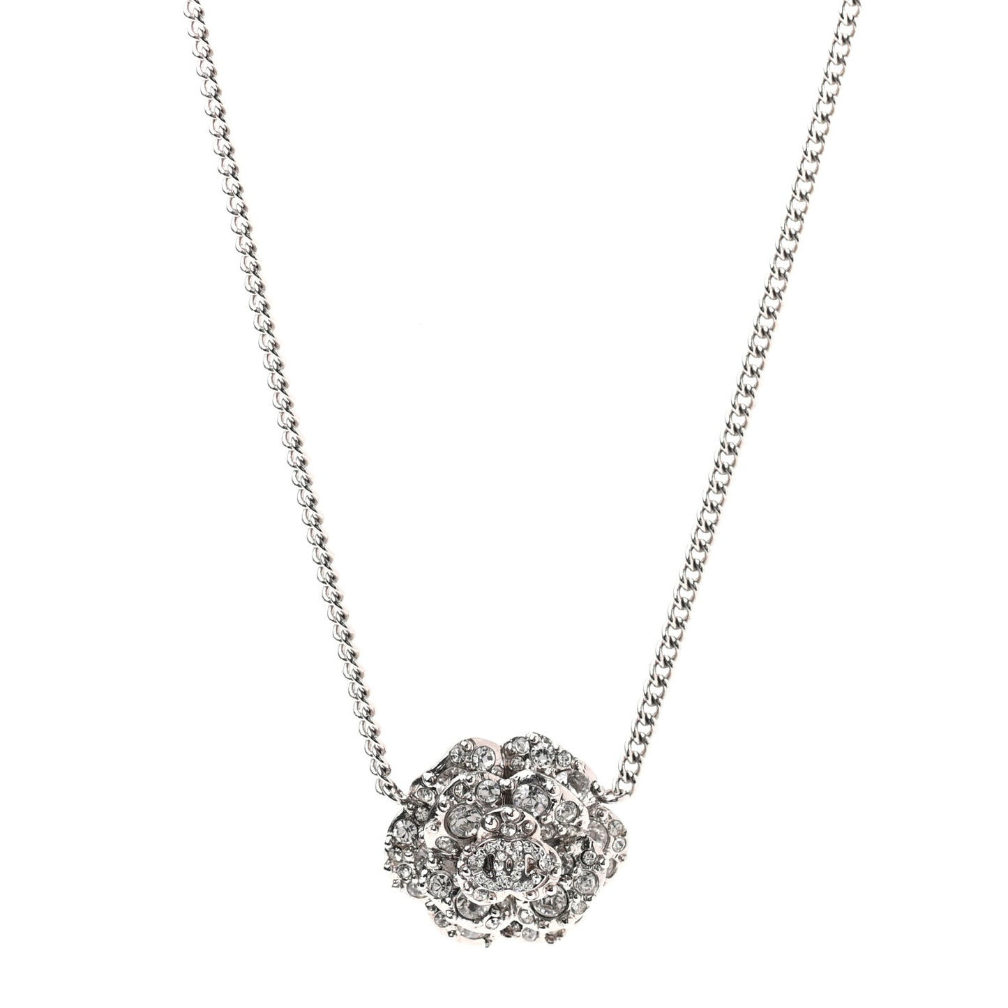 Strass CC Camellia Necklace Silver