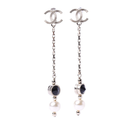 Chanel Pearl CC Drop Earrings Gold Black 1 of 4